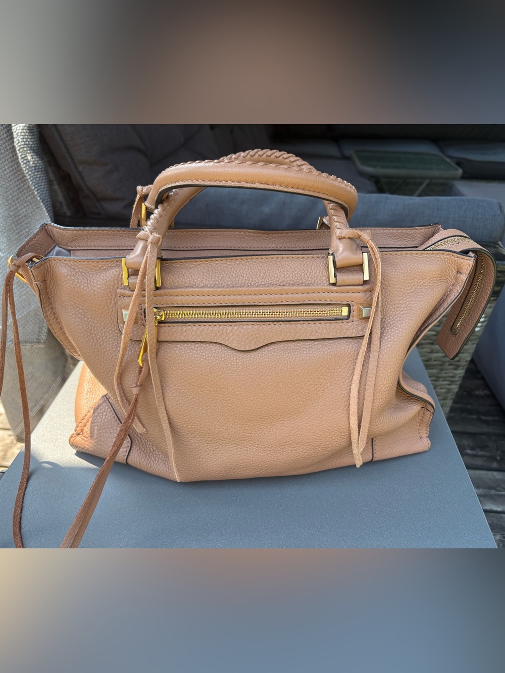 Rebecca Minkoff Genuine Leather Handbag. Dimensions: 13” (W) × 9” (H) × 5” (D).